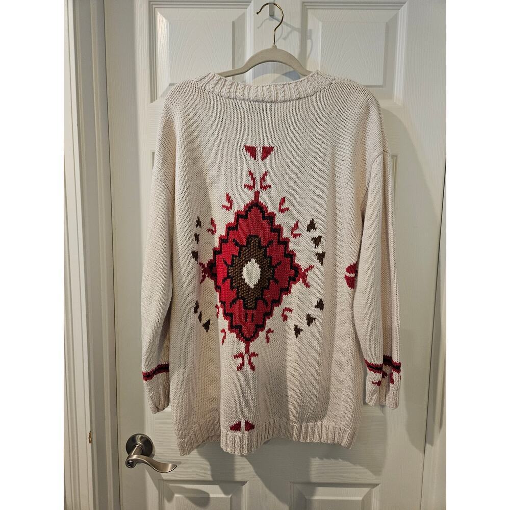 Paul Harris Vintage Ramie Cotton Sweater L Southwest Aztec Knit 80s 90s Oversize - Picture 6 of 6